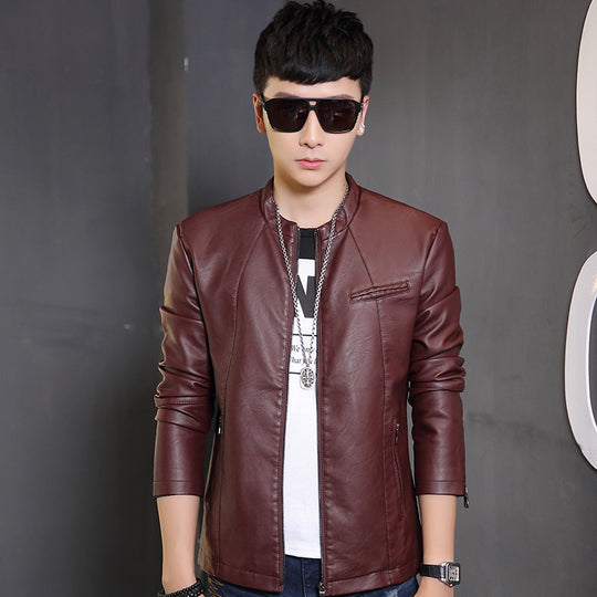 Herren modische Kunstlederjacke mit stylischem Steppdesign R&B