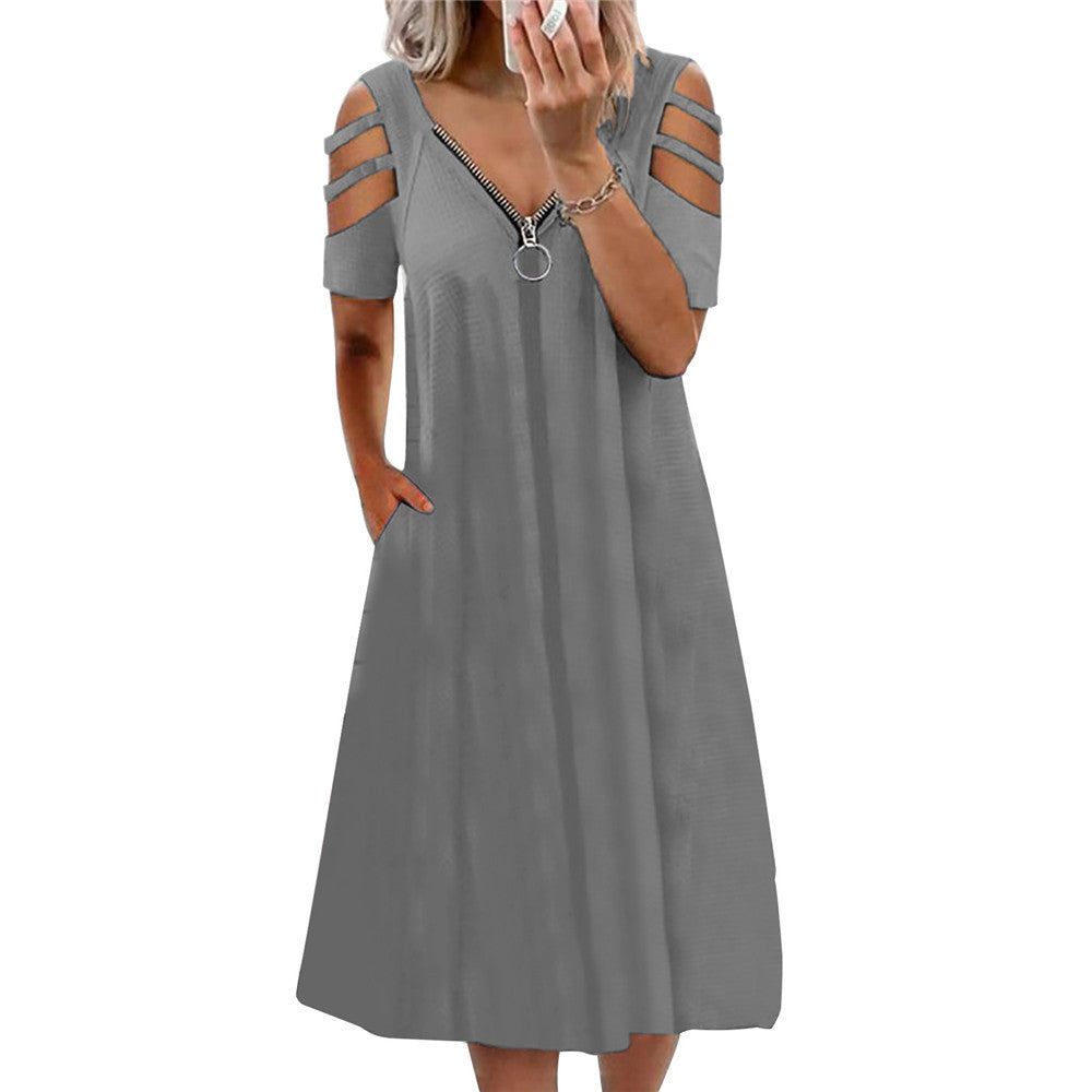Damen Kleid mit offenen Schultern und tiefem V-Ausschnitt R&B