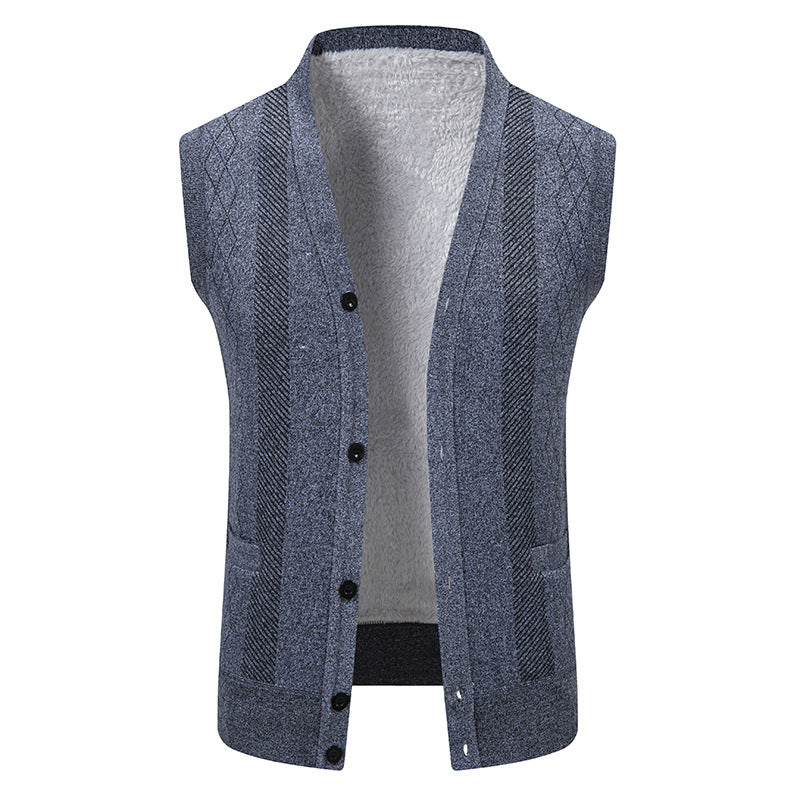 Herren Strickjacke mit klassischem V-Ausschnitt und feinem Zopfmuster R&B