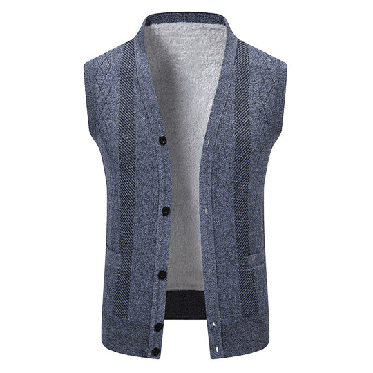 Herren Strickjacke mit klassischem V-Ausschnitt und feinem Zopfmuster R&B