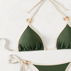 Damen Triangel-Bikini mit dekorativen Schnallen