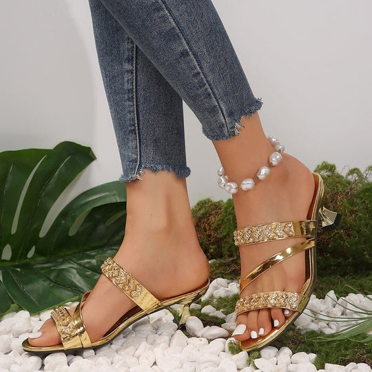 Damen Glamouröse Riemchen-Sandalen mit funkelnden Strass-Applikationen R&B