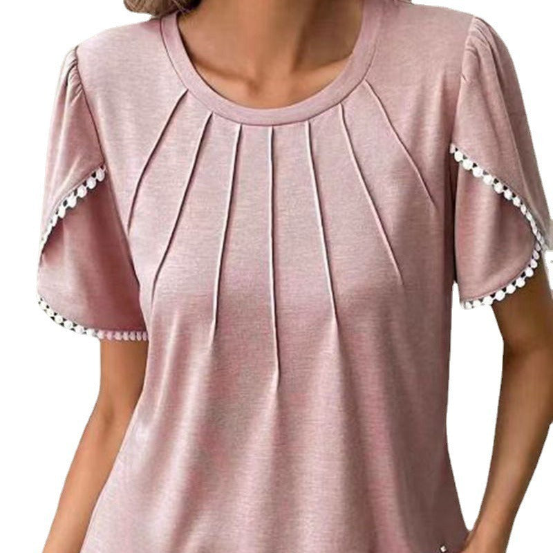 Damen Blusenshirt mit dekorativen Falten und eleganten Ärmelakzenten Heidi-Mode