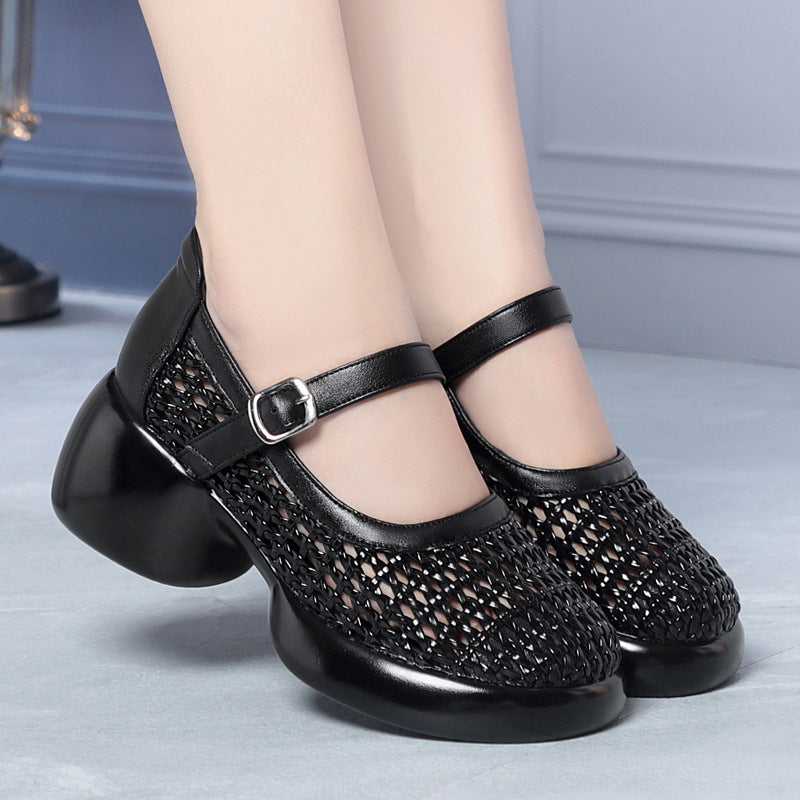 Damen Mary Jane Ballerinas mit modischem Flecht-Design und bequemer Sohle R&B