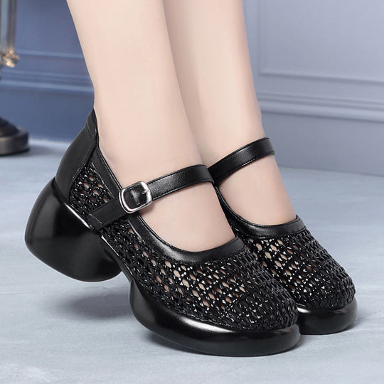 Damen Mary Jane Ballerinas mit modischem Flecht-Design und bequemer Sohle R&B