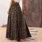 Damen Maxi-Rock mit elastischem Bund und Leopardenmuster R&B