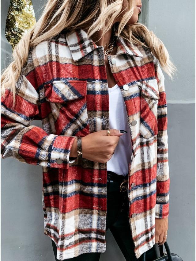 Damen Karierte Overshirt-Jacke aus weichem Flanell R&B