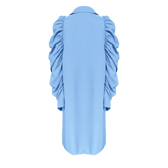 Damen Hemdblusenkleid mit voluminösen Puffärmeln und eleganter Knopfleiste R&B