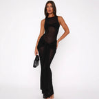 Damen Elegantes Maxikleid mit raffiniertem Wickel-Design und Transparenten Einsätzen R&B