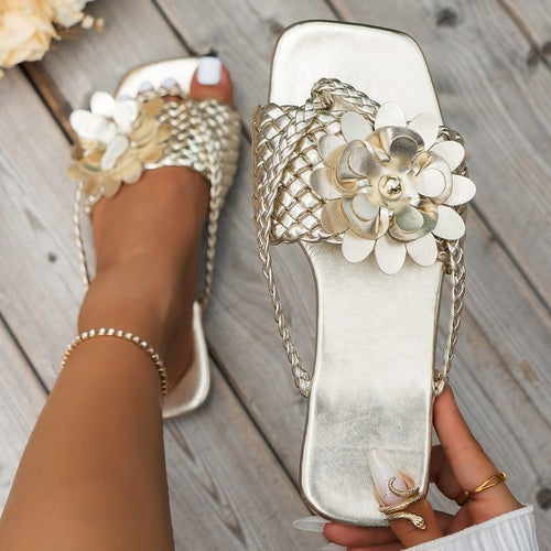 Damen modische Riemchensandalen mit Blumendesign R&B