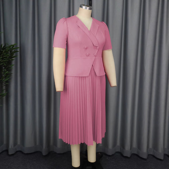 Damen Plissee Kleid mit elegantem Blazer R&B