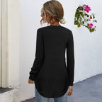 Damen Langarmshirt mit Knopfdetails und asymmetrischem Schnitt R&B