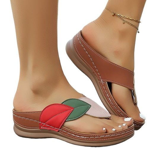 Damen Bequeme Zehentrenner-Sandalen mit floralem Detail R&B