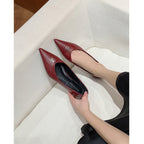 Damen elegante Ballerinas mit spitzem Zehenbereich und schimmerndem Schnallenakzent