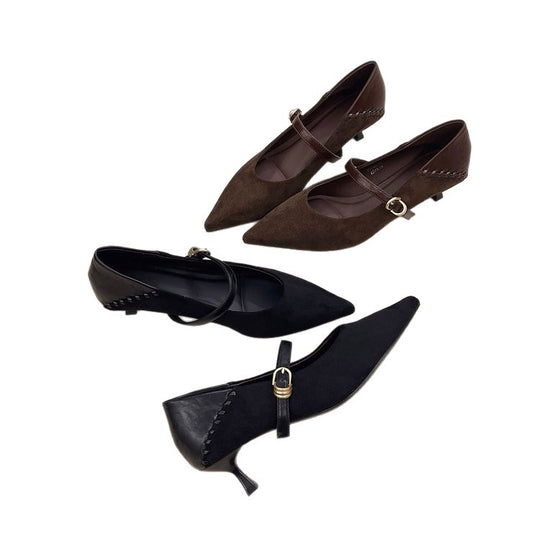 Damen elegante Spitzenpumps mit zierlichem Riemen R&B