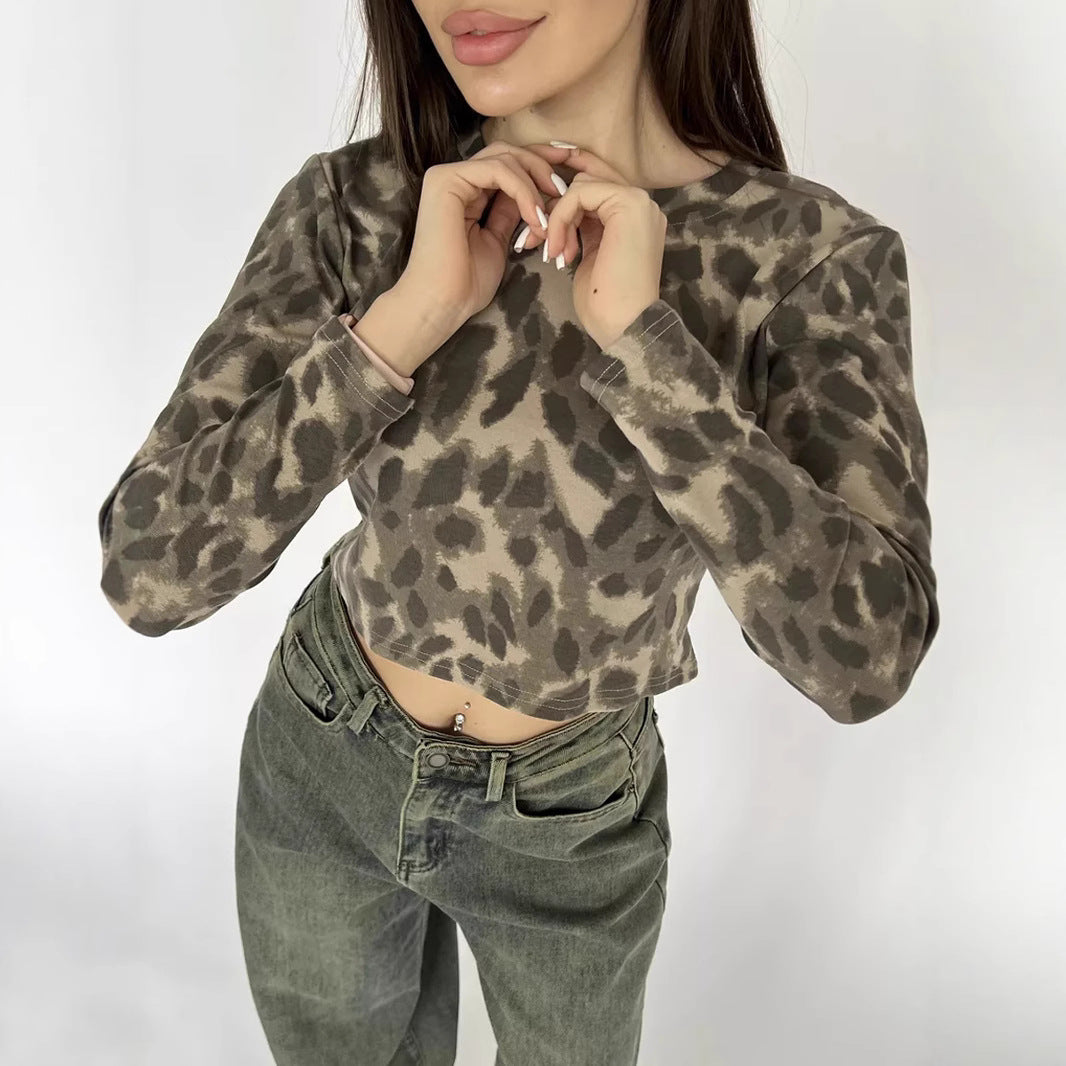 Damen Langarm-Shirt mit modernem Leo-Print und weichem Griff R&B