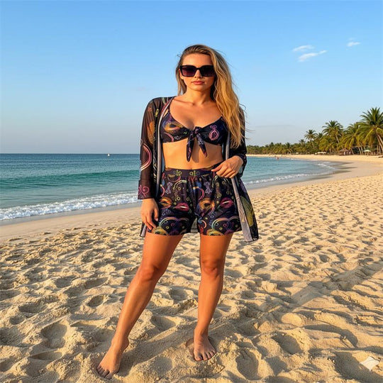 Damen Bikini-Set mit modischem Kimono R&B