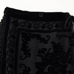 Damen eleganter Samtrock mit fransenverzierten Details und seitlichem Bindegürtel R&B