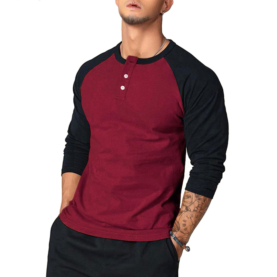 Herren klassisches Langarmshirt im Vintage-Stil mit unterstützenden Kontrastärmeln R&B