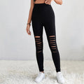 Damen Leggings mit modischen Cut-Outs und hohem Bund