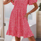 Damen lässiges Freizeitkleid mit fließendem Schnitt und Rüschensaum R&B