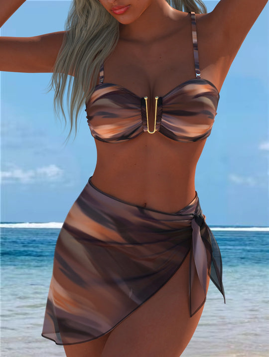 Damen Bikini-Set mit elegantem Balconette-Oberteil und modischem Wickelrock R&B