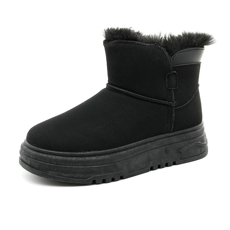 Damen warme Winterstiefel mit flauschigem Kunstfellrand und rutschfester Sohle R&B