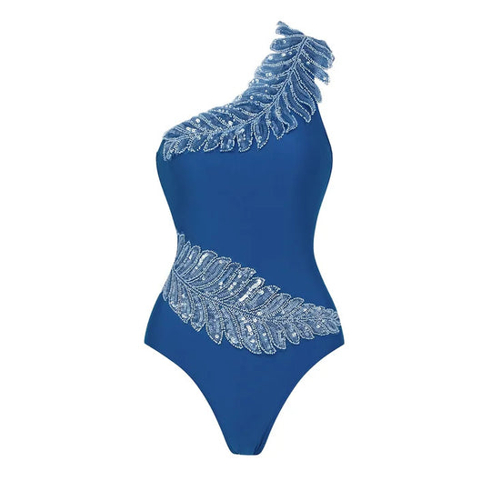 Damen Eleganter Einteiler mit funkelnden Paillettenapplikationen R&B
