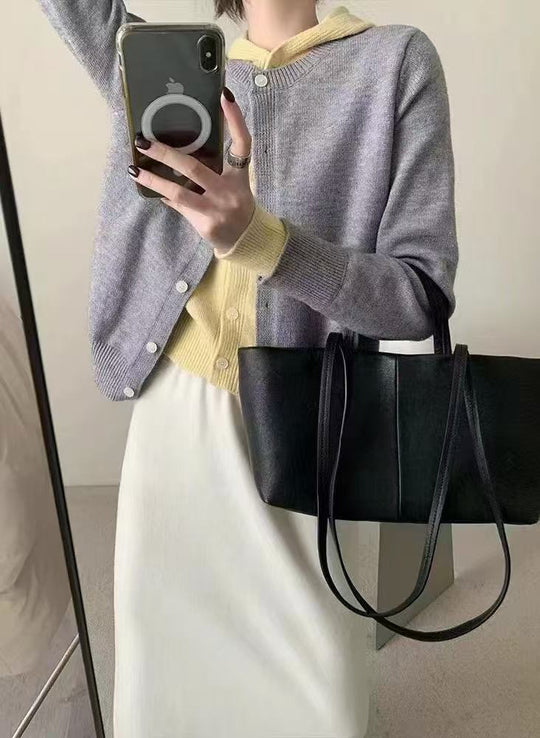 Damen Kuscheliger Cardigan mit Kapuze und Knopfdesign R&B