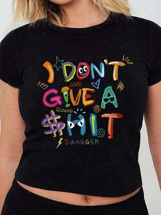 Damen Crop-T-Shirt mit inspirierendem Statementdruck R&B