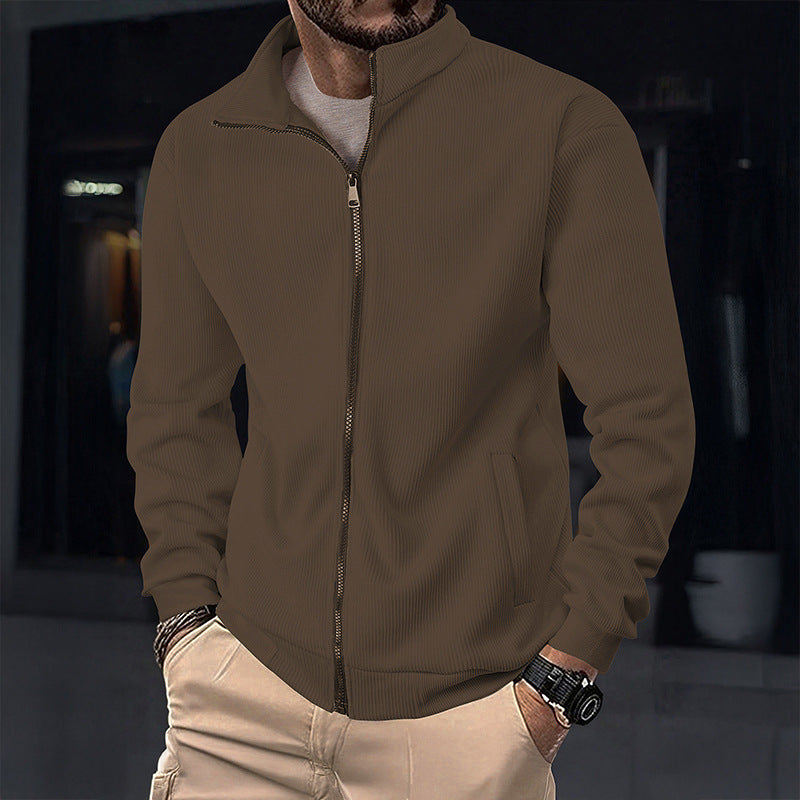 Herren Stylische Jacke mit Reißverschluss und hohem Kragen R&B