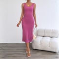 Damen figurbetontes Midi-Kleid aus Rippstrick mit Spaghettiträgern EB