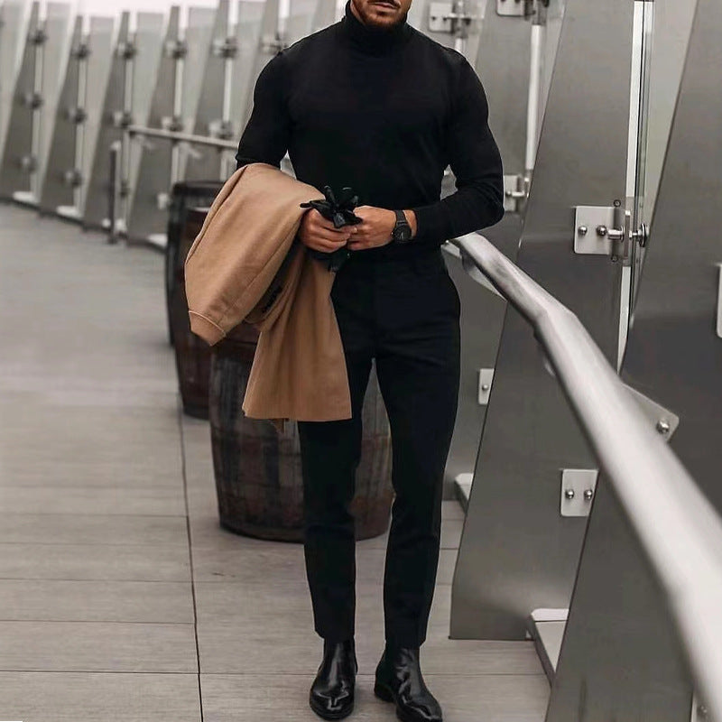 Herren Rollkragenpullover aus weichem Stretchmaterial R&B