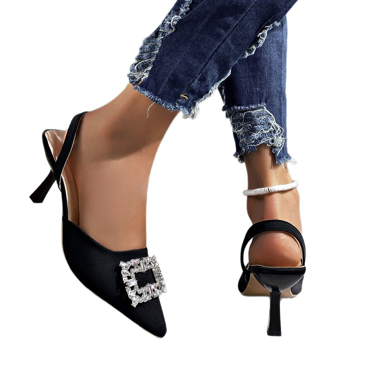 Damen Slingback-Pumps mit funkelndem Schmuckdetail und elegantem Design R&B