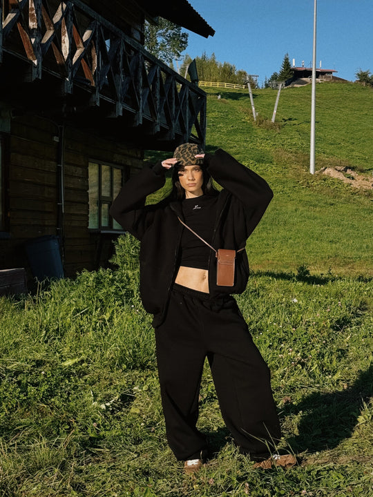Damen lässige Fleece-Jacke mit hohem Kragen und großzügigen Taschen R&B
