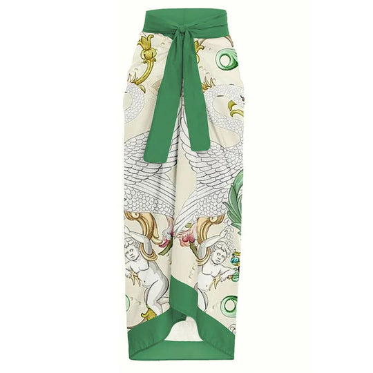 Damen Badeanzug-Set mit floraler Rüschendekoration und elegantem Maxirock R&B