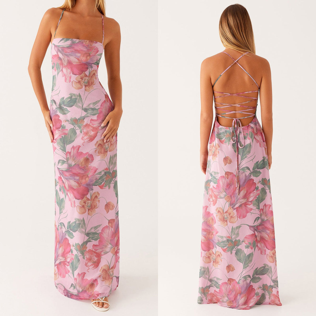 Damen Maxikleid mit floralem Muster R&B