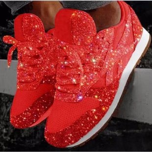 Damen Glitzernde Sport Sneakers R&B