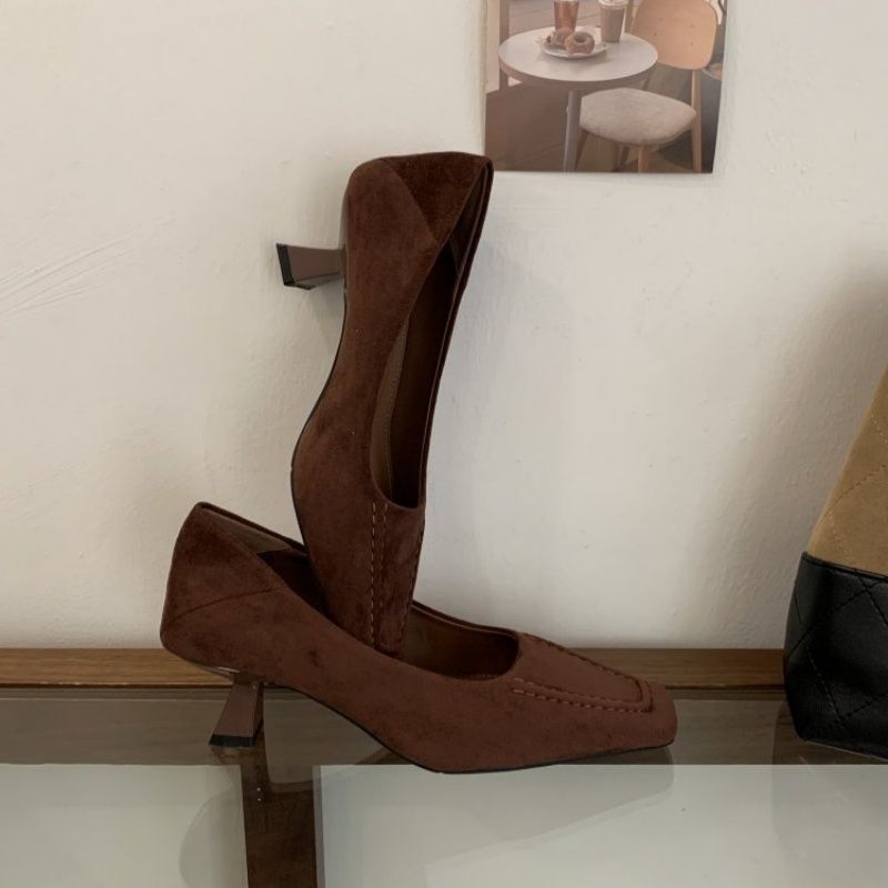 Damen elegante Slingback Pumps im Samt-Look R&B
