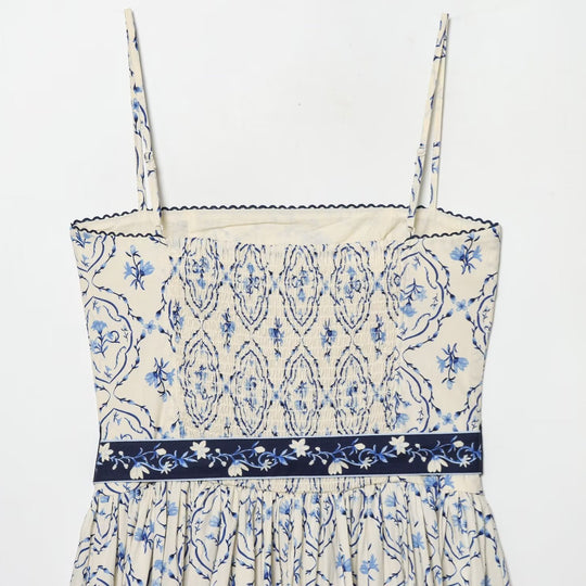 Damen Maxikleid mit floralem Muster und verstellbaren Spaghetti-Trägern R&B