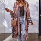 Damen Lässige Kimono-Jacke mit buntem Muster und weitem Schnitt R&B