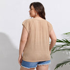 Damen lässiges Viskose-Oberteil mit lässigem Schnitt und elegantem V-Ausschnitt R&B