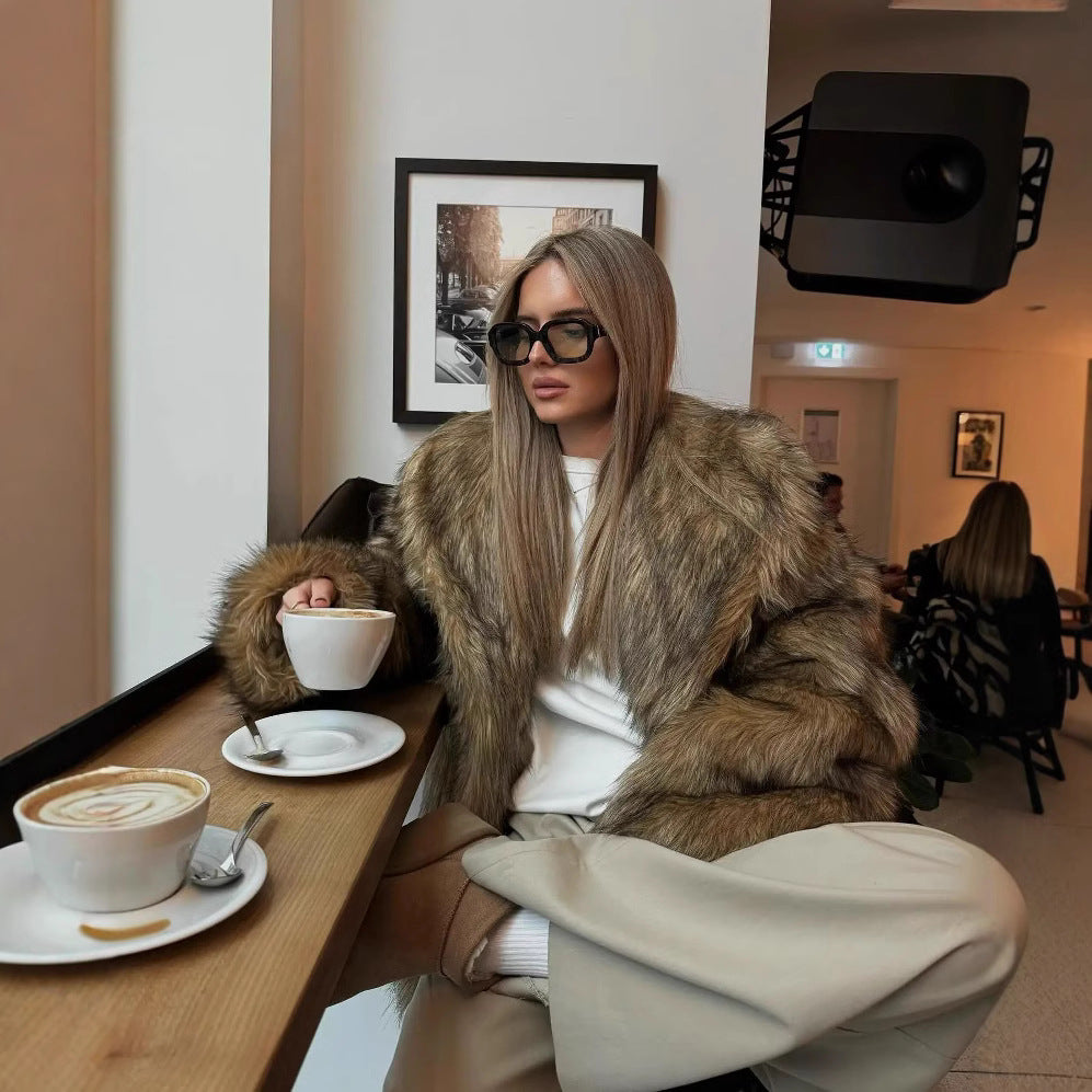 Damen Kuschelige Faux-Fur Jacke mit weichem Innenfutter R&B