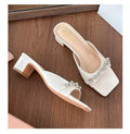 Damen elegante Mules mit funkelndem Schmuckdetail und rutschfester Sohle R&B
