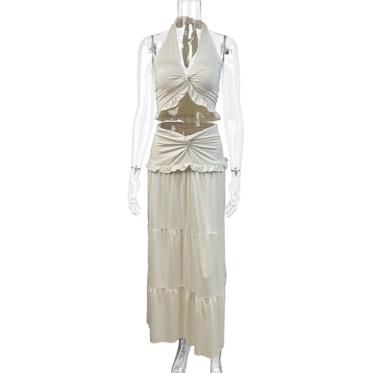 Damen Maxi-Rock mit croptop Design und Rüschendetails R&B