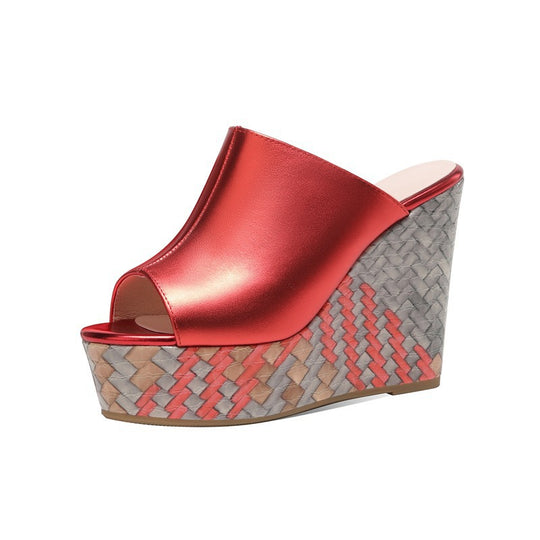 Damen Wedge-Pantoletten mit elegantem geflochtenem Design und komfortablem Fußbett R&B