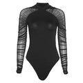 Damen Eleganter Body mit transparenten Ärmeln und speziellen Drapierungen R&B