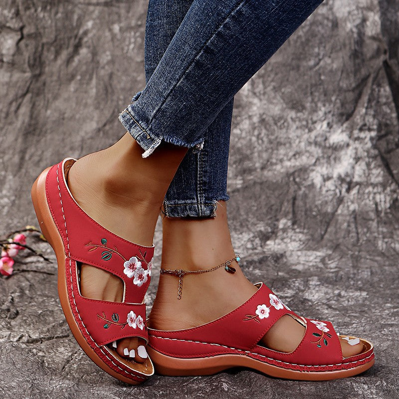 Damen Sandalen mit blütenverziertem Design und ergonomischer Sohle R&B