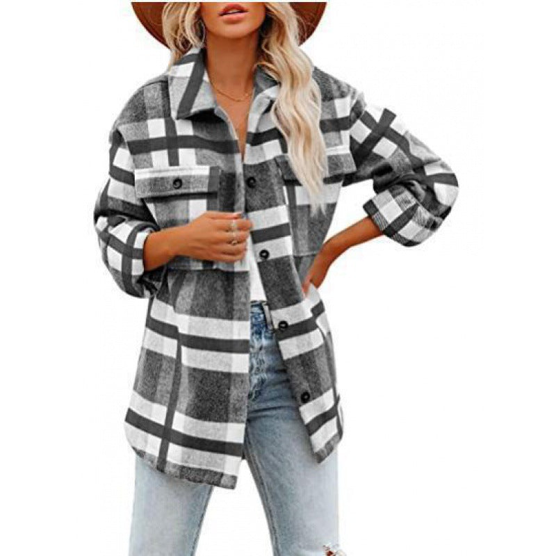 Damen Flanelljacke im lässigen Karomuster R&B
