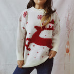 Damen festlicher Pullover mit kreativem Rentier-Motiv und strukturiertem Strick R&B